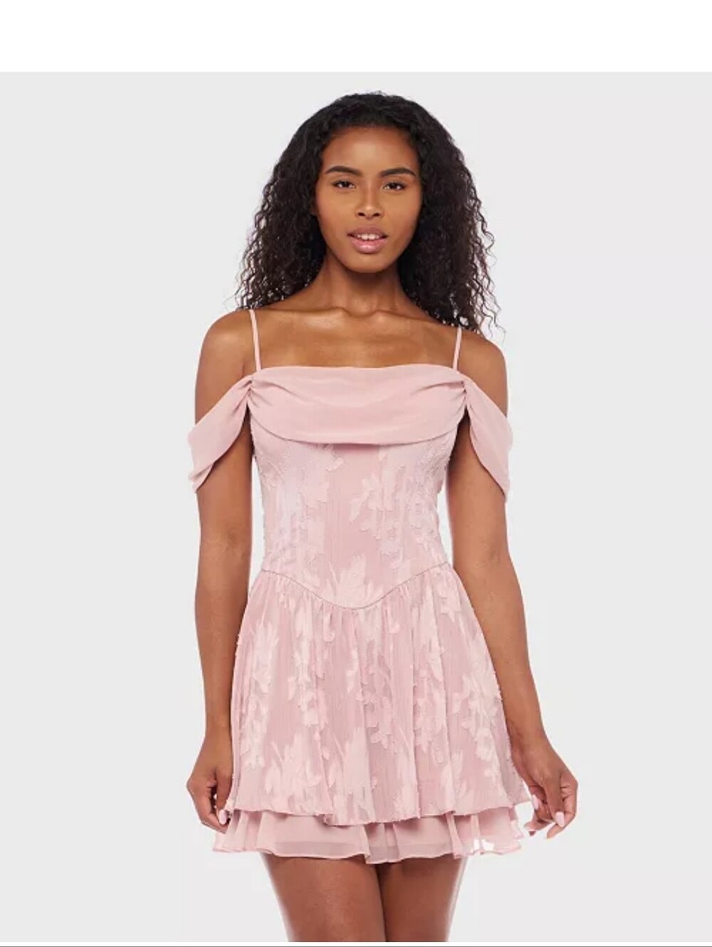B. Darlin Blush Floral Chiffon Fit & Flare Dress Juniors 7/8 Homecoming Party